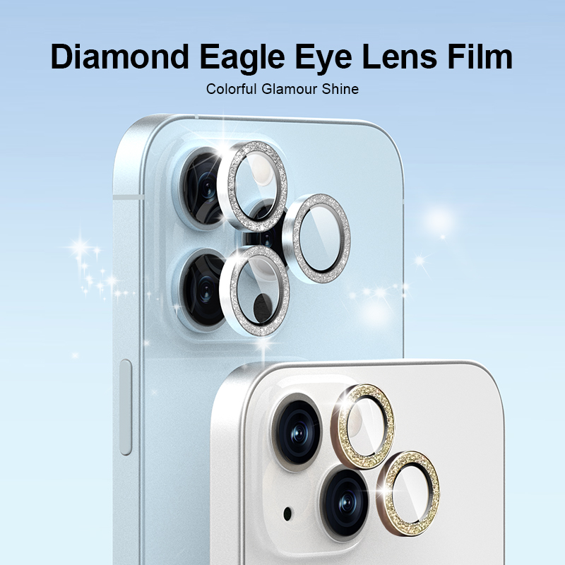 IPhone 15 Pro Max Shining Diamond เลนส์กล้องกันรอยหน้าจอ 9H โลหะส่วนบุคคลพร้อมฟิล์มเลนส์กล้องแก้ว