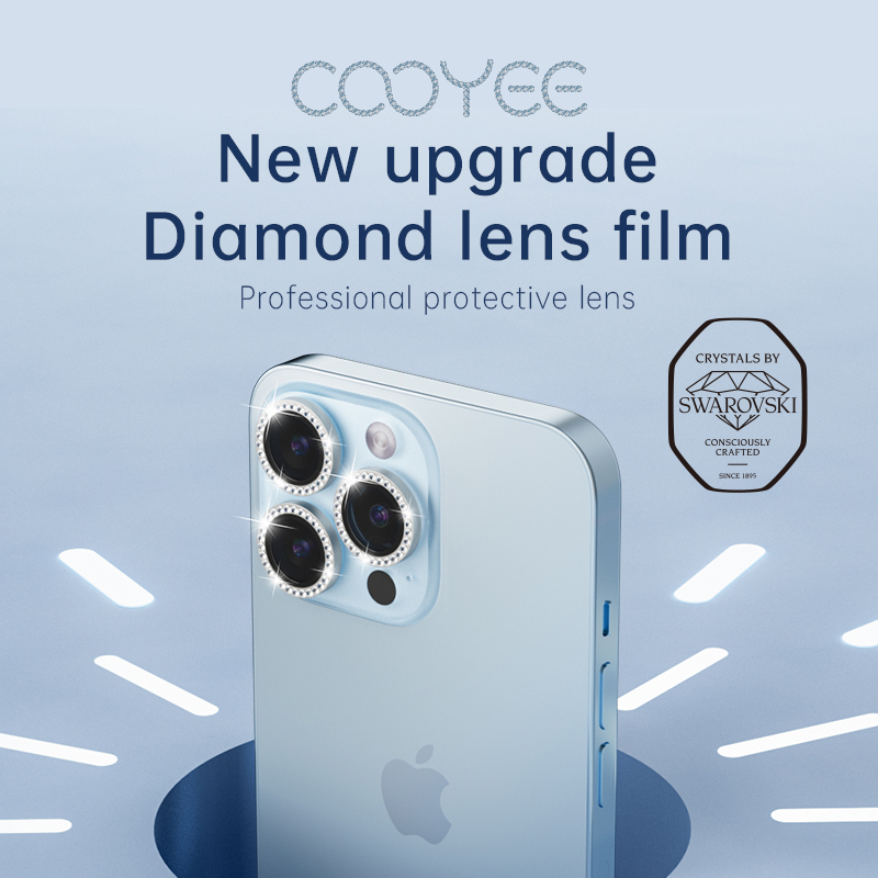 แฟชั่นใหม่โดยใช้ SWAROVSKI Diamonds กระจกเทมเปอร์ทนต่อการขีดข่วนตัวป้องกันเลนส์กล้อง iPhone